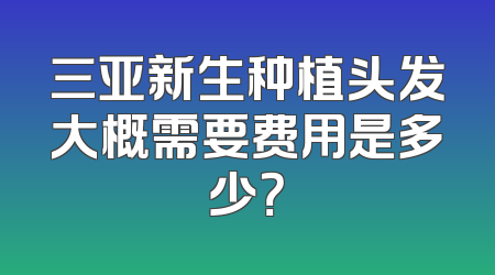 三亚新生种植头发大概需要费用是多少？