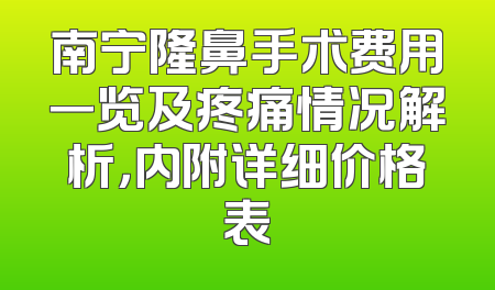 南宁隆鼻手术费用一览及疼痛情况解析，内附详细价格表