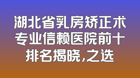 湖北省乳房矫正术专业信赖医院前十排名揭晓，之选