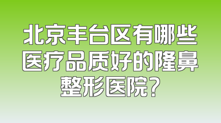 北京丰台区有哪些医疗品质好的隆鼻整形医院？