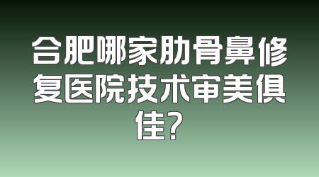 合肥哪家肋骨鼻修复医院技术审美俱佳？