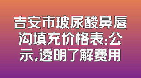 吉安市玻尿酸鼻唇沟填充价格表：公示，透明了解费用