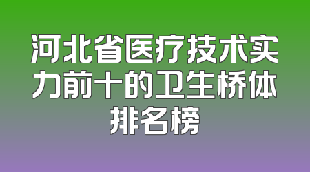 河北省医疗技术实力前十的卫生桥体排名榜