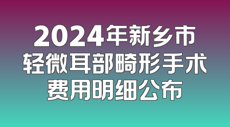 2024年新乡市轻微耳部畸形手术费用明细公布