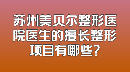 苏州美贝尔整形医院医生的擅长整形项目有哪些？