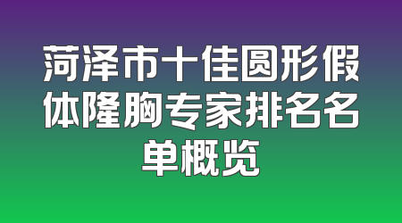 菏泽市十佳圆形假体隆胸专家排名名单概览