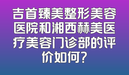 吉首臻美整形美容医院和湘西赫美医疗美容门诊部的评价如何？
