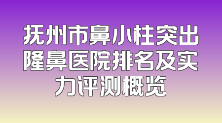 抚州市鼻小柱突出隆鼻医院排名及实力评测概览