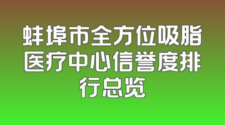 蚌埠市全方位吸脂医疗中心信誉度排行总览