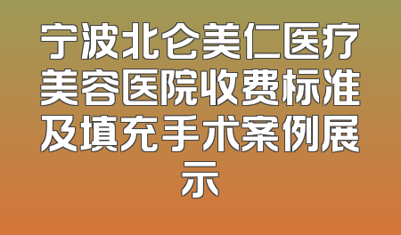 宁波北仑美仁医疗美容医院收费标准及填充手术案例展示