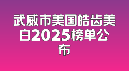 武威市美国皓齿美白2025榜单公布