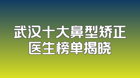 武汉十大鼻型矫正医生榜单揭晓