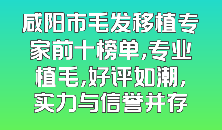 咸阳市毛发移植专家前十榜单，专业植毛，好评如潮，实力与信誉并存