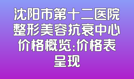 沈阳市第十二医院整形美容抗衰中心价格概览：价格表呈现