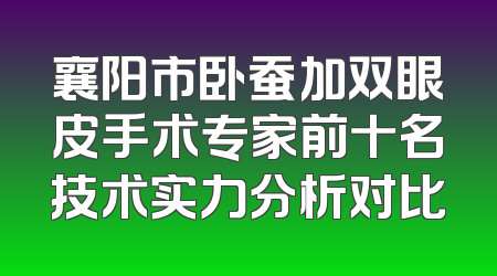襄阳市卧蚕加双眼皮手术专家前十名技术实力分析对比