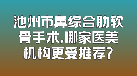 池州市鼻综合肋软骨手术，哪家医美机构更受推荐？