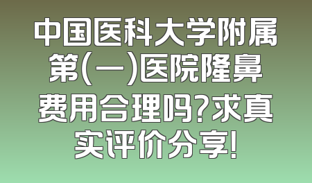中国医科大学附属第（一）医院隆鼻费用合理吗？求真实评价分享！