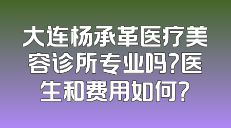 大连杨承革医疗美容诊所专业吗？医生和费用如何？