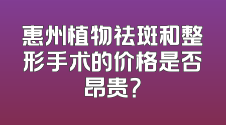 惠州植物祛斑和整形手术的价格是否昂贵？