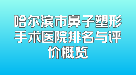 哈尔滨市鼻子塑形手术医院排名与评价概览
