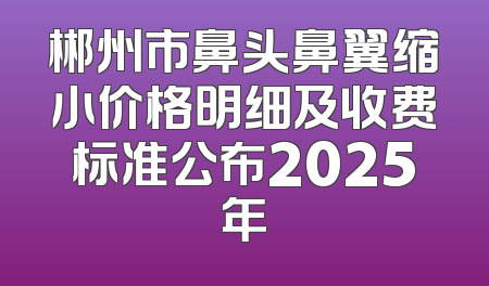郴州市鼻头鼻翼缩小价格明细及收费标准公布2025年