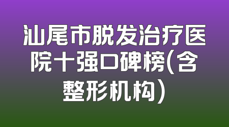 汕尾市脱发治疗医院十强口碑榜（含整形机构）