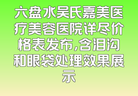 六盘水吴氏嘉美医疗美容医院详尽价格表发布，含泪沟和眼袋处理效果展示
