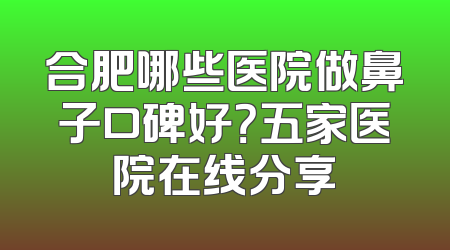 合肥哪些医院做鼻子口碑好？五家医院在线分享
