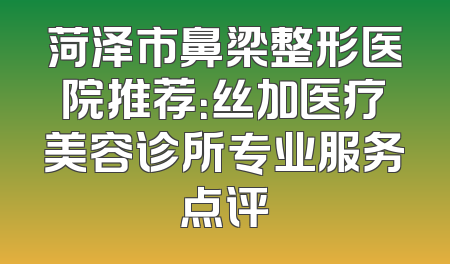 菏泽市鼻梁整形医院推荐：丝加医疗美容诊所专业服务点评