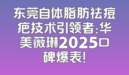 东莞自体脂肪祛痘疤技术引领者：华美薇琳2025口碑爆表！