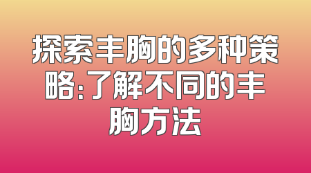 探索丰胸的多种策略：了解不同的丰胸方法