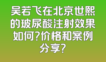 吴若飞在北京世熙的玻尿酸注射效果如何？价格和案例分享？