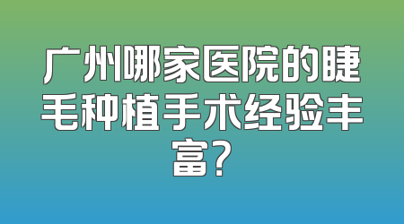 广州哪家医院的睫毛种植手术经验丰富？