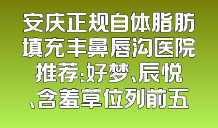 安庆正规自体脂肪填充丰鼻唇沟医院推荐：好梦、辰悦、含羞草位列前五