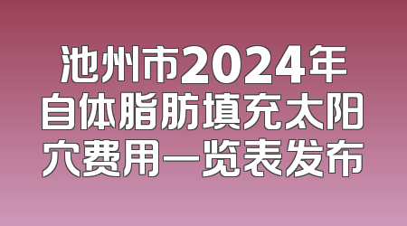 池州市2024年自体脂肪填充太阳穴费用一览表发布