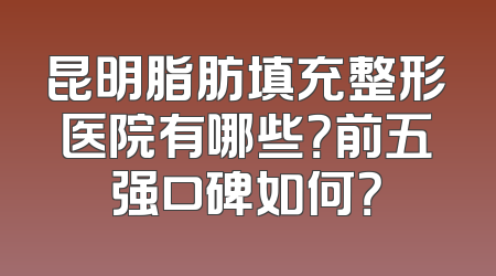 昆明脂肪填充整形医院有哪些？前五强口碑如何？