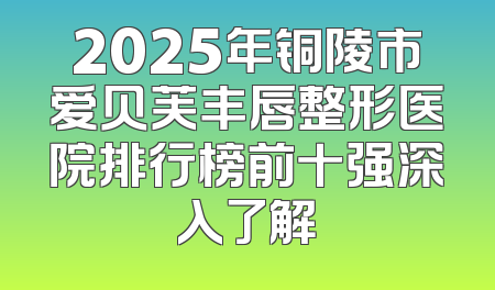 2025年铜陵市爱贝芙丰唇整形医院排行榜前十强深入了解