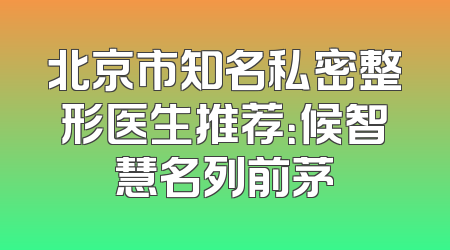 北京市知名私密整形医生推荐：候智慧名列前茅