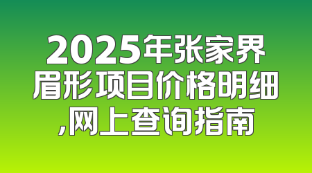 2025年张家界眉形项目价格明细，网上查询指南