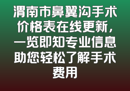 渭南市鼻翼沟手术价格表在线更新，一览即知专业信息助您轻松了解手术费用