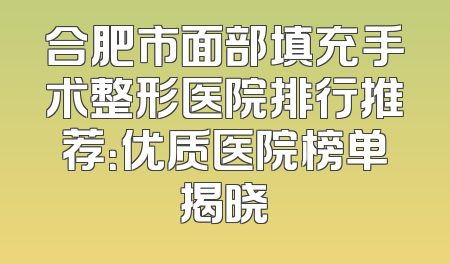 合肥市面部填充手术整形医院排行推荐：优质医院榜单揭晓