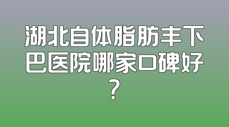 湖北自体脂肪丰下巴医院哪家口碑好？