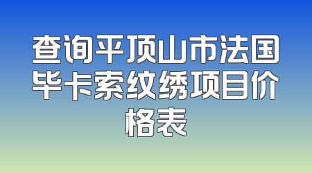 查询平顶山市法国毕卡索纹绣项目价格表