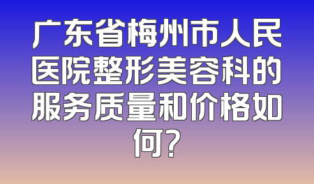 广东省梅州市人民医院整形美容科的服务质量和价格如何？