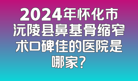 2024年怀化市沅陵县鼻基骨缩窄术口碑佳的医院是哪家？