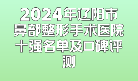 2024年辽阳市鼻部整形手术医院十强名单及口碑评测