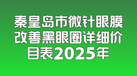 秦皇岛市微针眼膜改善黑眼圈详细价目表2025年