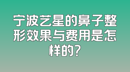 宁波艺星的鼻子整形效果与费用是怎样的？