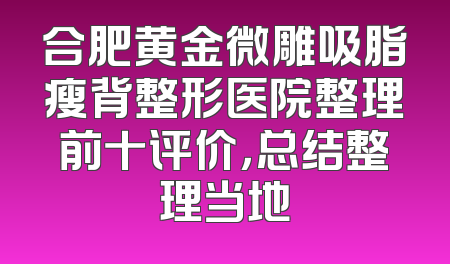 合肥黄金微雕吸脂瘦背整形医院整理前十评价，总结整理当地