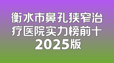 衡水市鼻孔狭窄治疗医院实力榜前十 2025版
